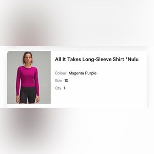 Lululemon All It Takes Long Sleeve – Nulu – Magenta Purple – Size 10